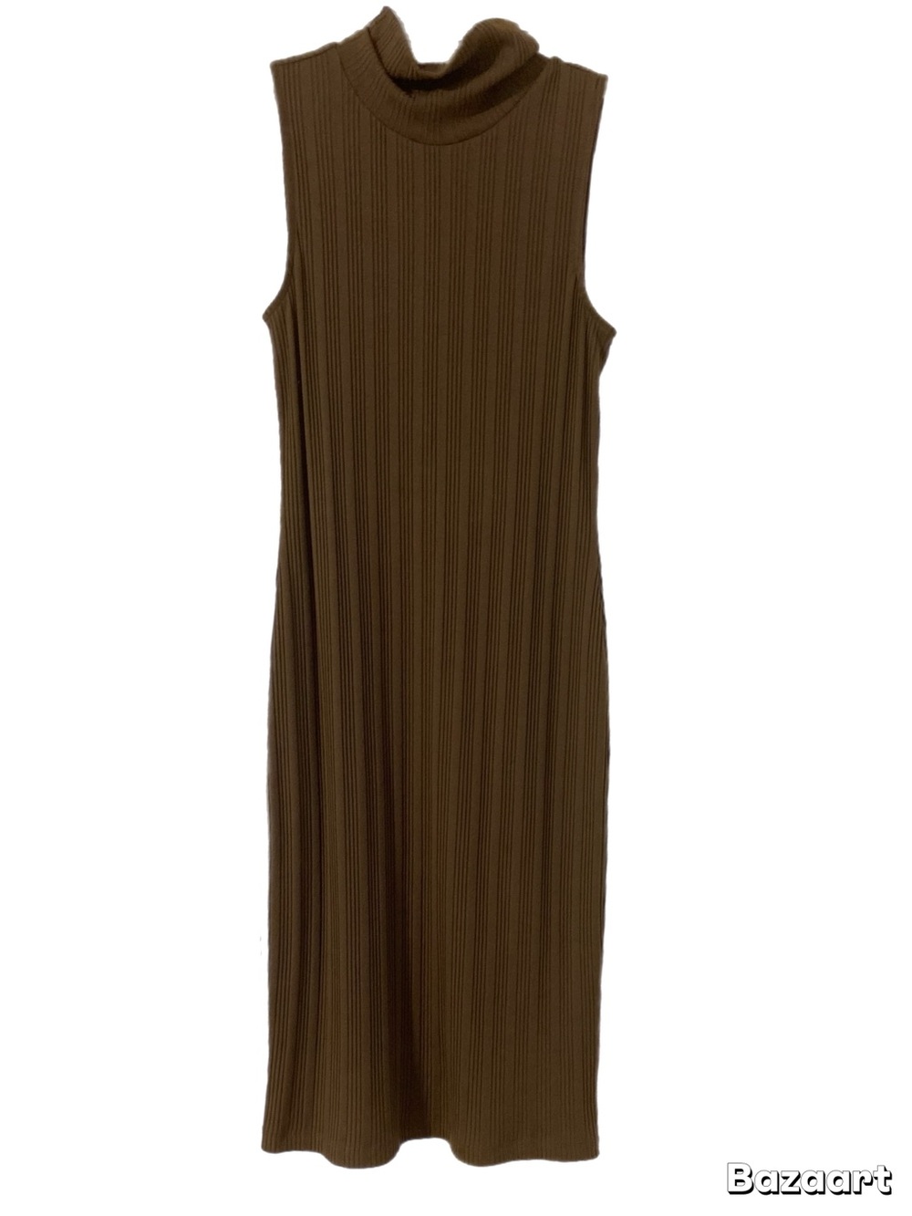 Nine West Sleeveless Ribbed Mock Neck Dress in Brown
